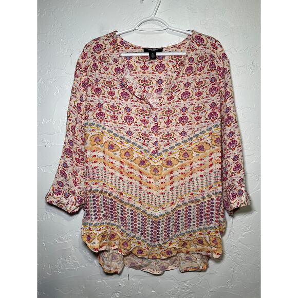 Nine West paisley print aztec flowy blouse womens XL bohemian fairy boho chic - Picture 1 of 7